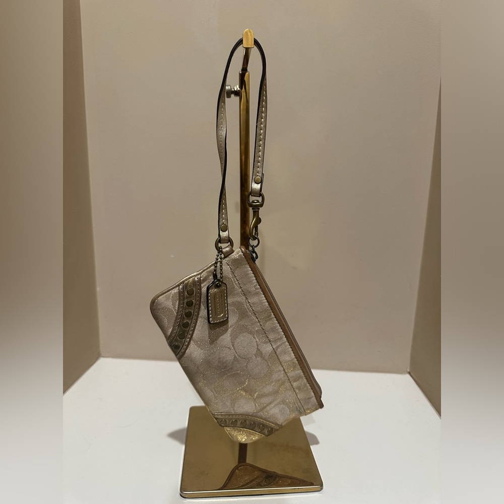 Coach Tan Metallic Wristlet